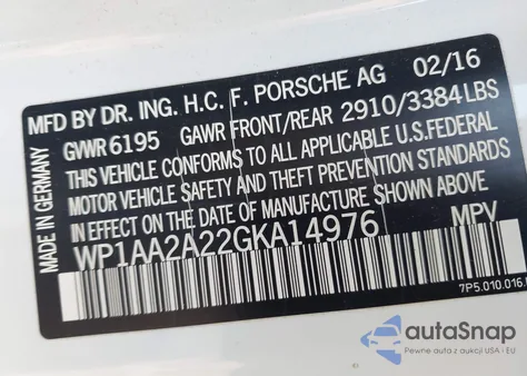 2016 Porsche Cayenne from USA, damaged, VIN WP1AA2A22GKA14976